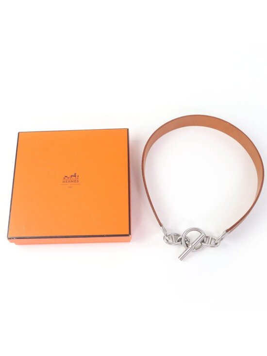Hermes Vintage Silver Martin Margiela Era Chaine D\'ancre Leather Belt Brown 70 main image 9